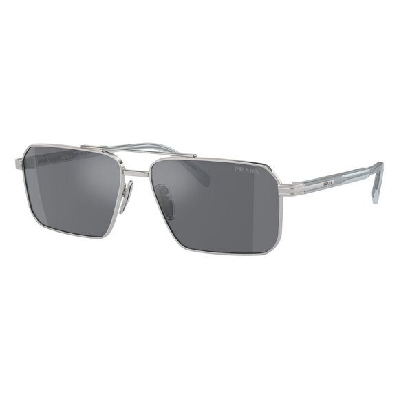 New PRADA Silver Rectangle SPR A57 1BC-175 Sunglasses Women - Picture 1 of 7